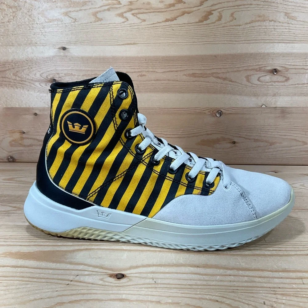 SUPRA Statik Caution Stripe/Bone Lace-Up Shoes Men’s 10.5 Yellow Black 06131-822